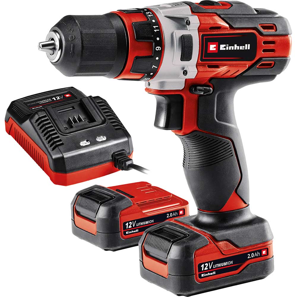 Image of Einhell TE-CD 12/1 Li 12v Cordless Drill Driver 2 x 2ah Li-ion Charger No Case