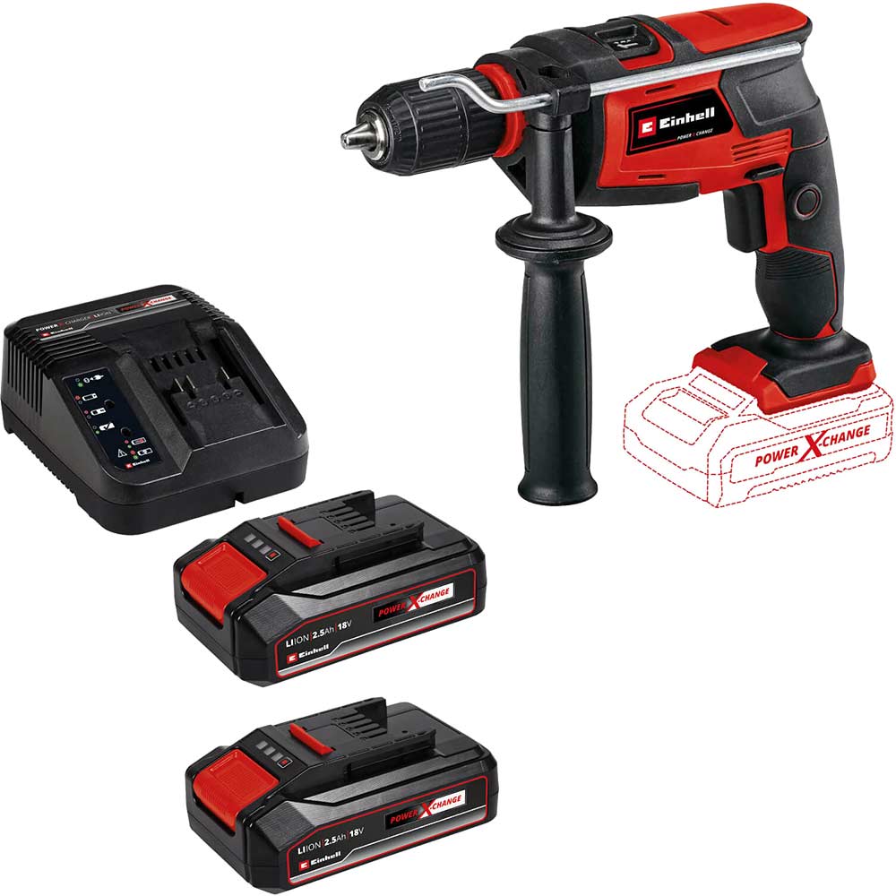 Einhell TC-ID 18 Li 18v Cordless Impact Hammer Drill 2 x 2.5ah Li-ion Battery Charger No Case