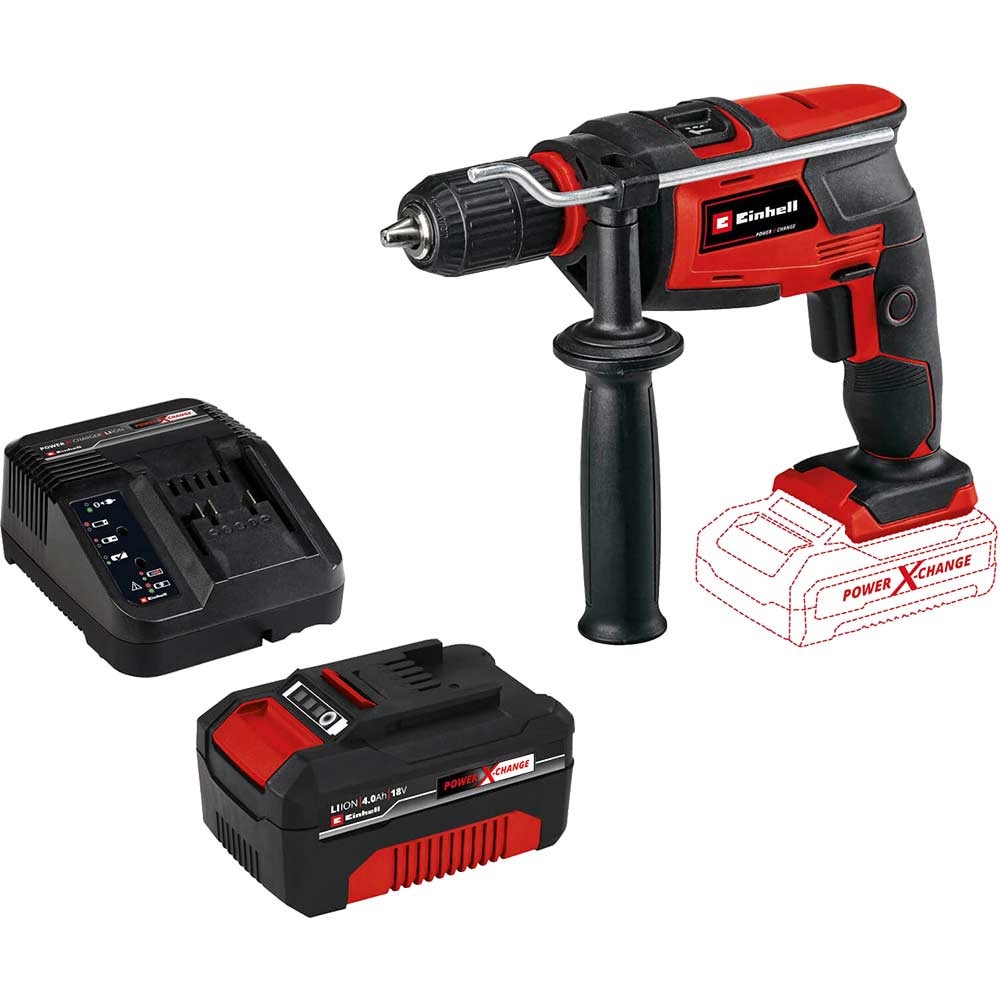 Image of Einhell TC-ID 18 Li 18v Cordless Impact Hammer Drill 1 x 4ah Li-ion Charger No Case