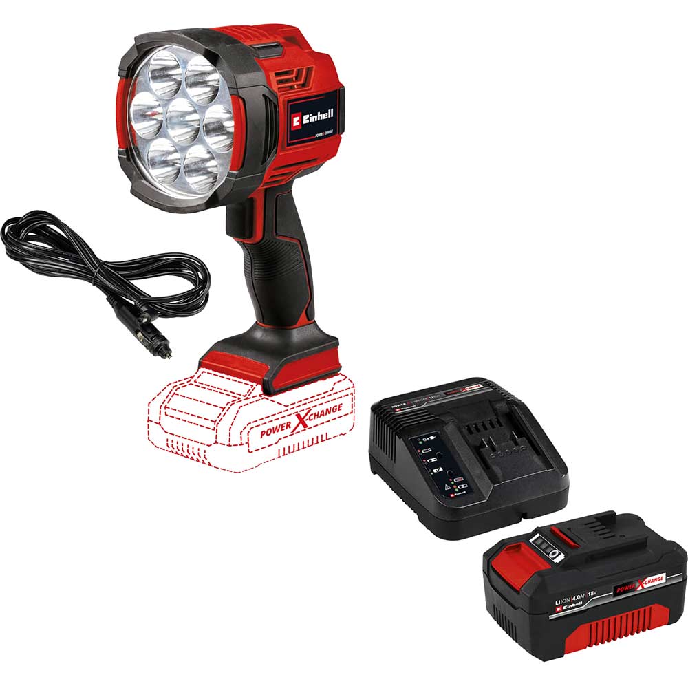 Einhell TE-CL 18/2500 LiAC 18v Cordless / 12v Hybrid Searchlight Torch 1 x 4ah Li-ion Battery Charger No Case