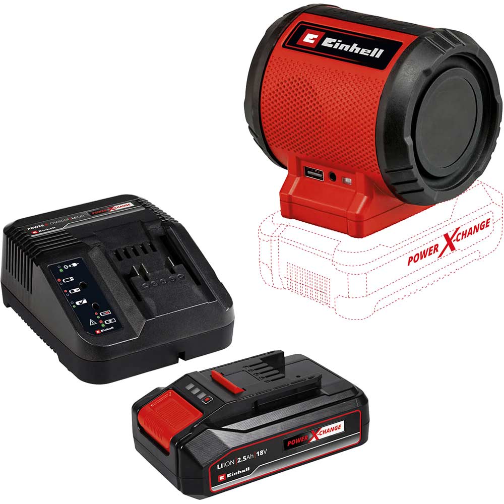 Einhell TC-SR 18 Li BT 18v Cordless Speaker 1 x 2.5ah Li-ion Battery Charger No Case