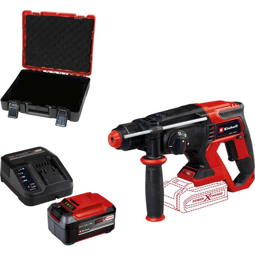Einhell TE-HD 18/20 Li 18v Cordless SDS Plus Drill 1 x 5.2ah Li-ion Battery Charger Case