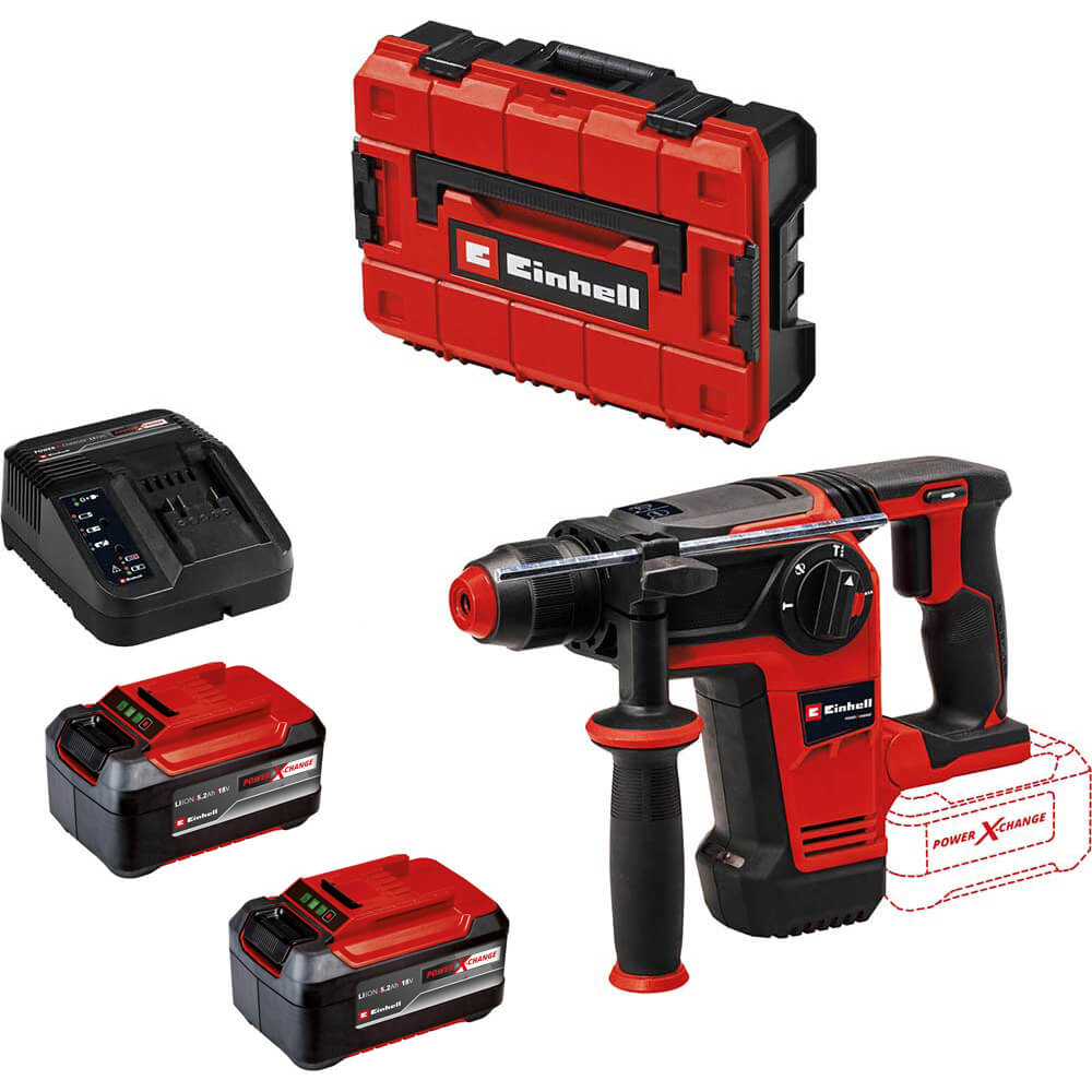 Einhell Professional TP-HD 18/26 Li BL 18v Cordless Brushless SDS Plus Drill 2 x 5.2ah Li-ion Battery Charger Case
