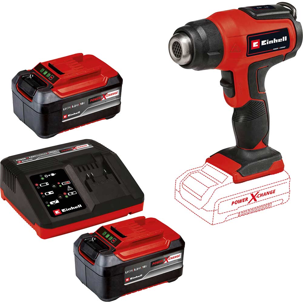 Image of Einhell TE-HA 18 Li 18v Cordless Heat Gun 2 x 5.2ah Li-ion Charger No Case