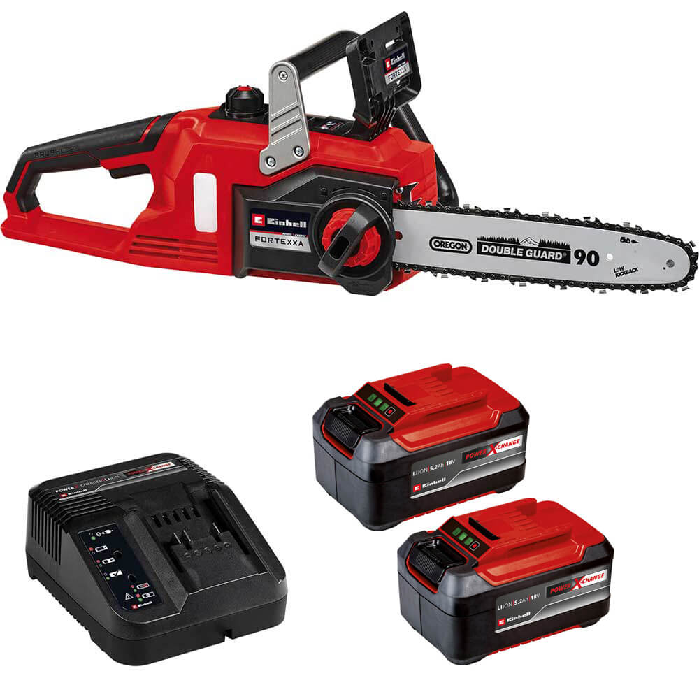 Einhell FORTEXXA 18/30 18v Cordless Chainsaw 270mm 2 x 5.2ah Li-ion Battery Charger