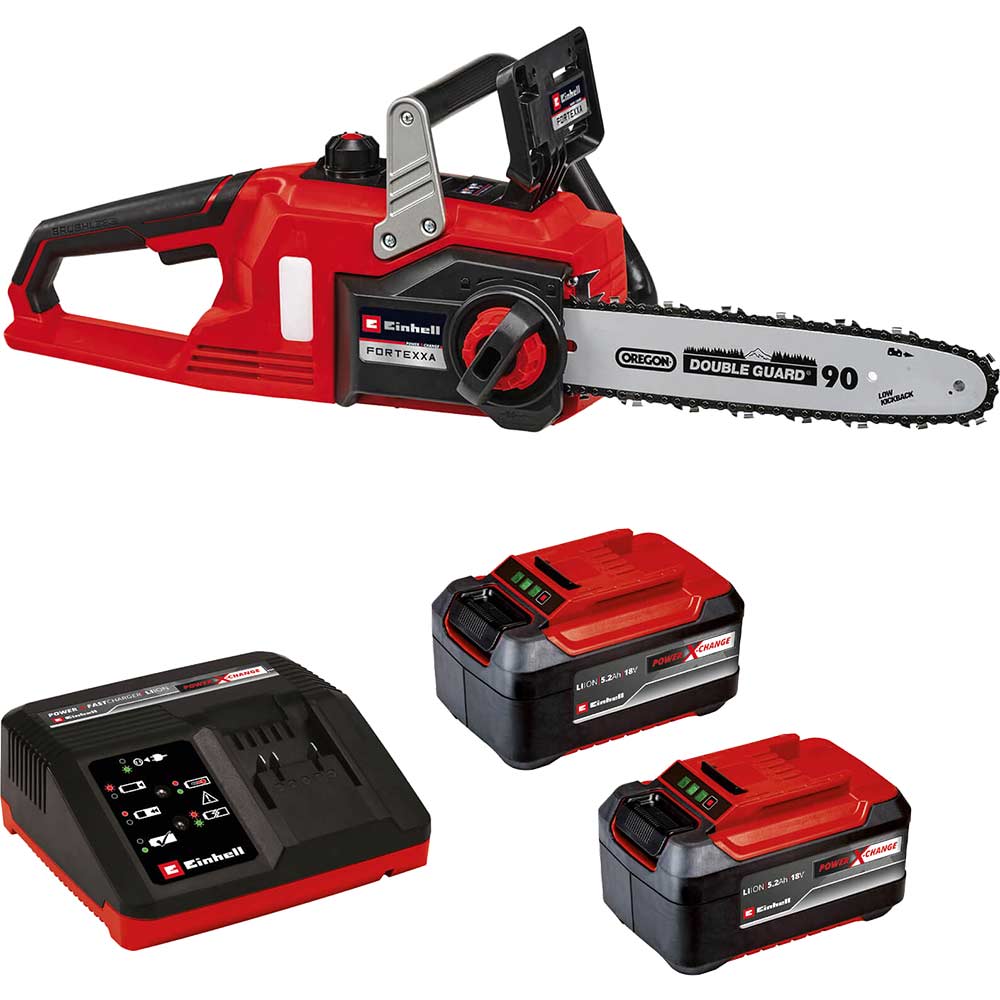 Einhell FORTEXXA 18/30 18v Cordless Chainsaw 270mm 2 x 5.2ah Li-ion Battery Charger