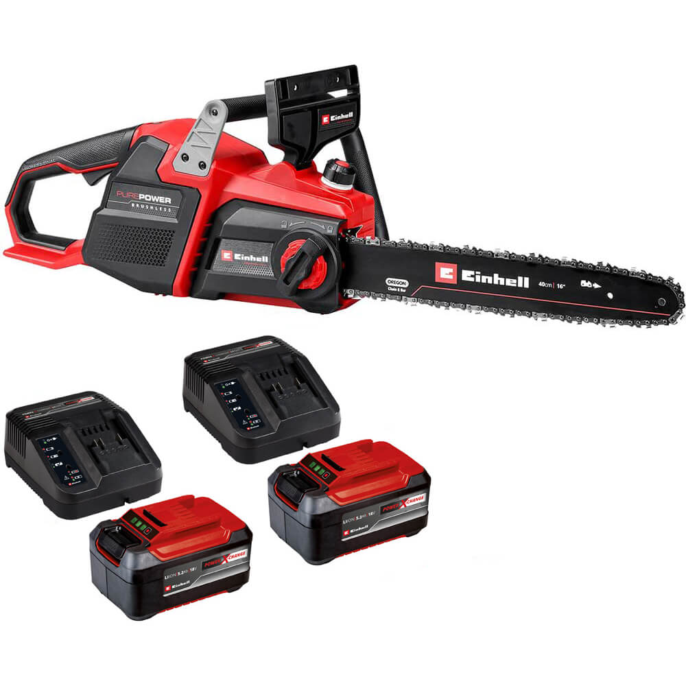 Einhell Professional GP-LC 36/40 Li BL 36v Cordless Brushless Chainsaw 400mm 2 x 5.2ah Li-ion Twin or Dual Battery Charger