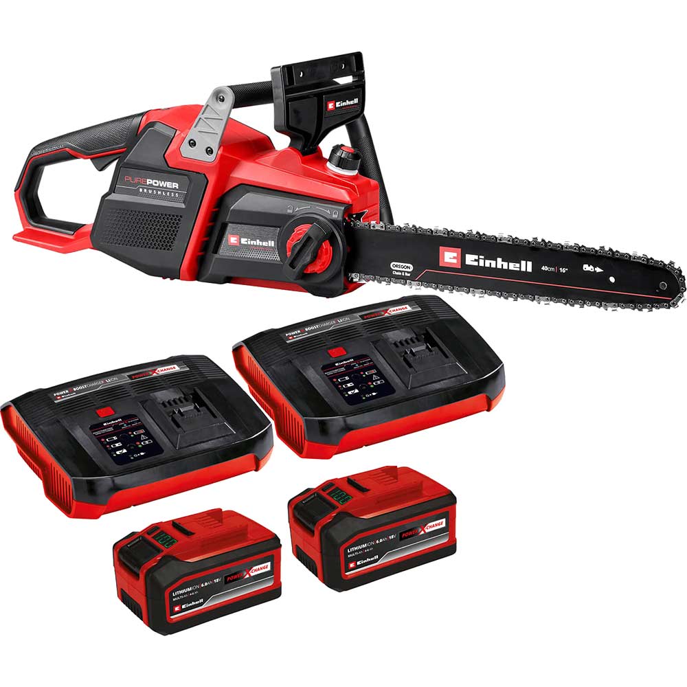 Einhell Professional GP-LC 36/40 Li BL 36v Cordless Brushless Chainsaw 400mm 2 x 6ah Li-ion Twin or Dual Battery Charger