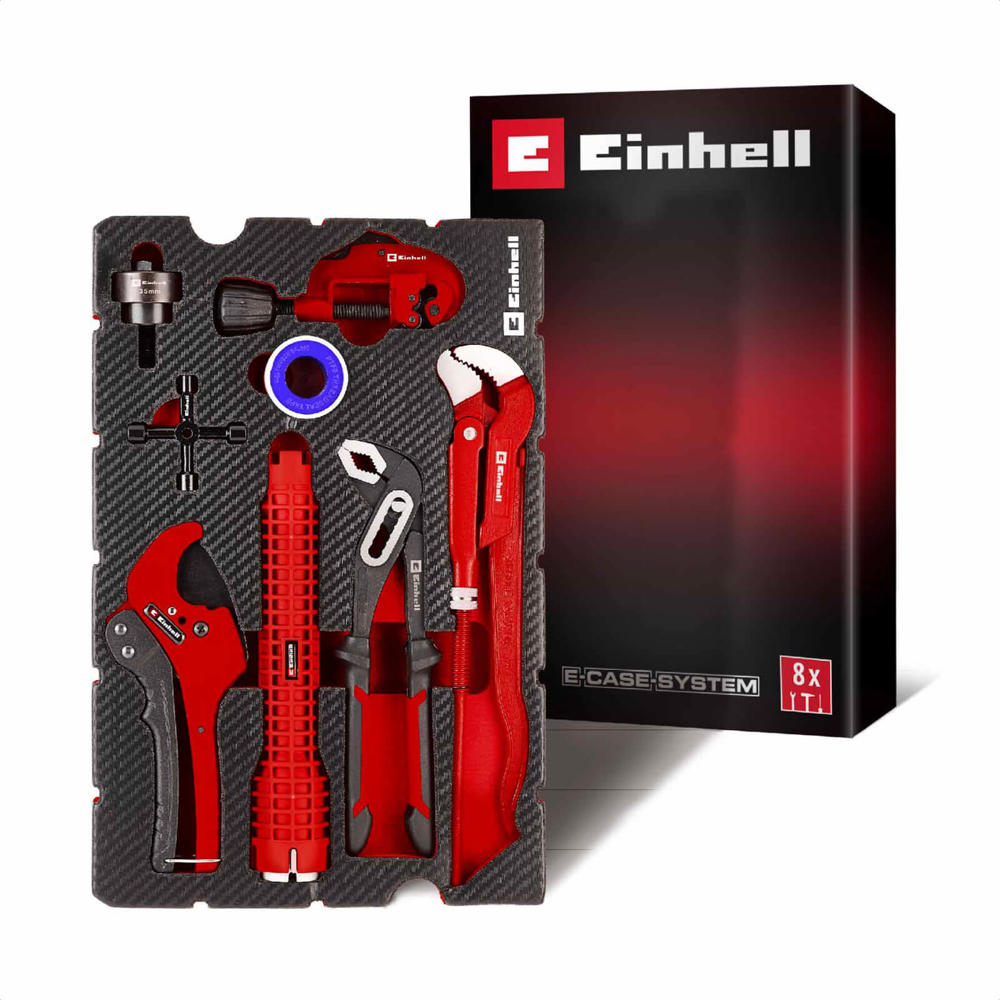 Einhell 8 Piece Plumbers Hand Tool Kit In Foam Tray For E Case