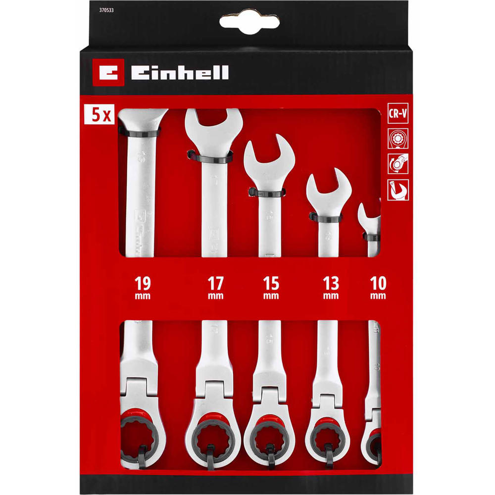 Image of Einhell 5 Piece Flexible Ratchet Spanner Set