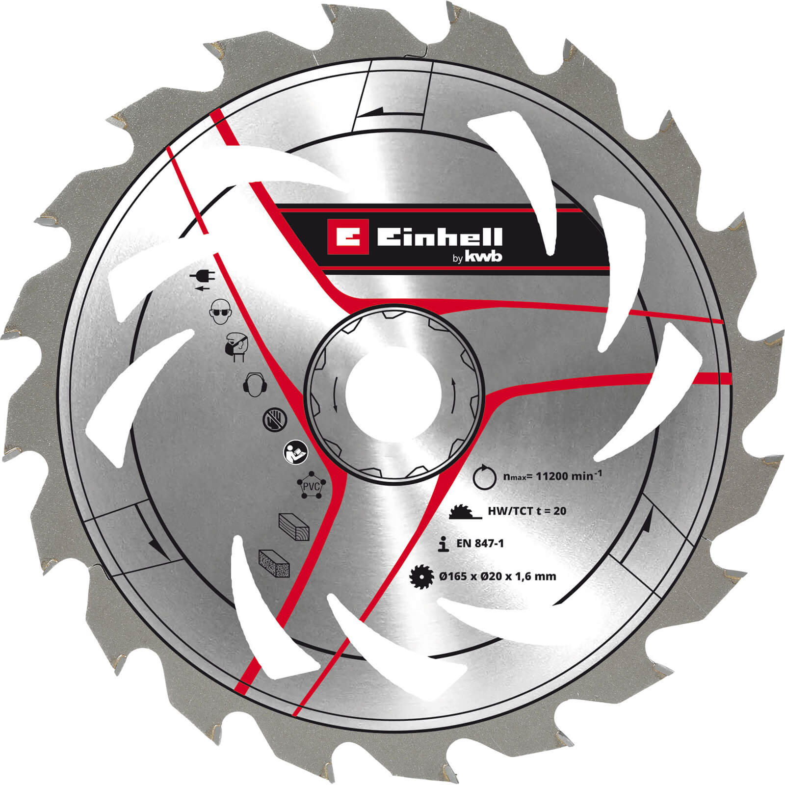 Image of Einhell Thin Kerf TCT Circular Saw Blade 165mm 24T 20mm