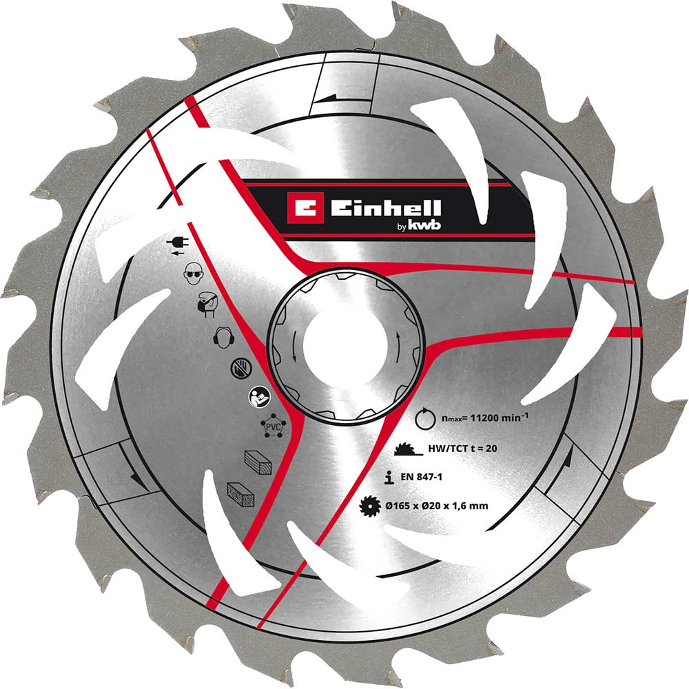 Einhell Thin Kerf TCT Circular Saw Blade 165mm 24T 20mm