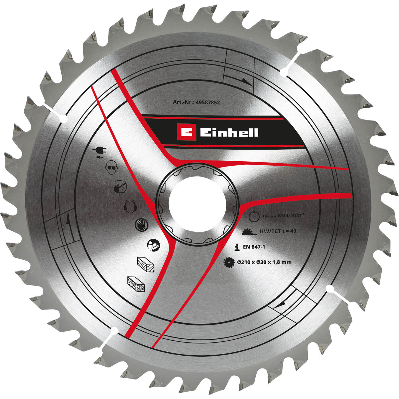Image of Einhell Thin Kerf TCT Circular Saw Blade 210mm 40T 30mm