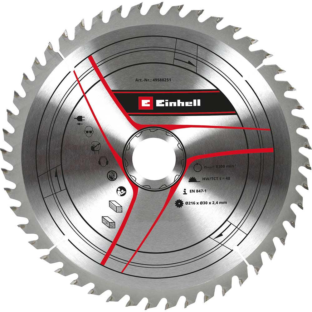 Image of Einhell TCT Mitre Saw Blade 216mm 48T 30mm