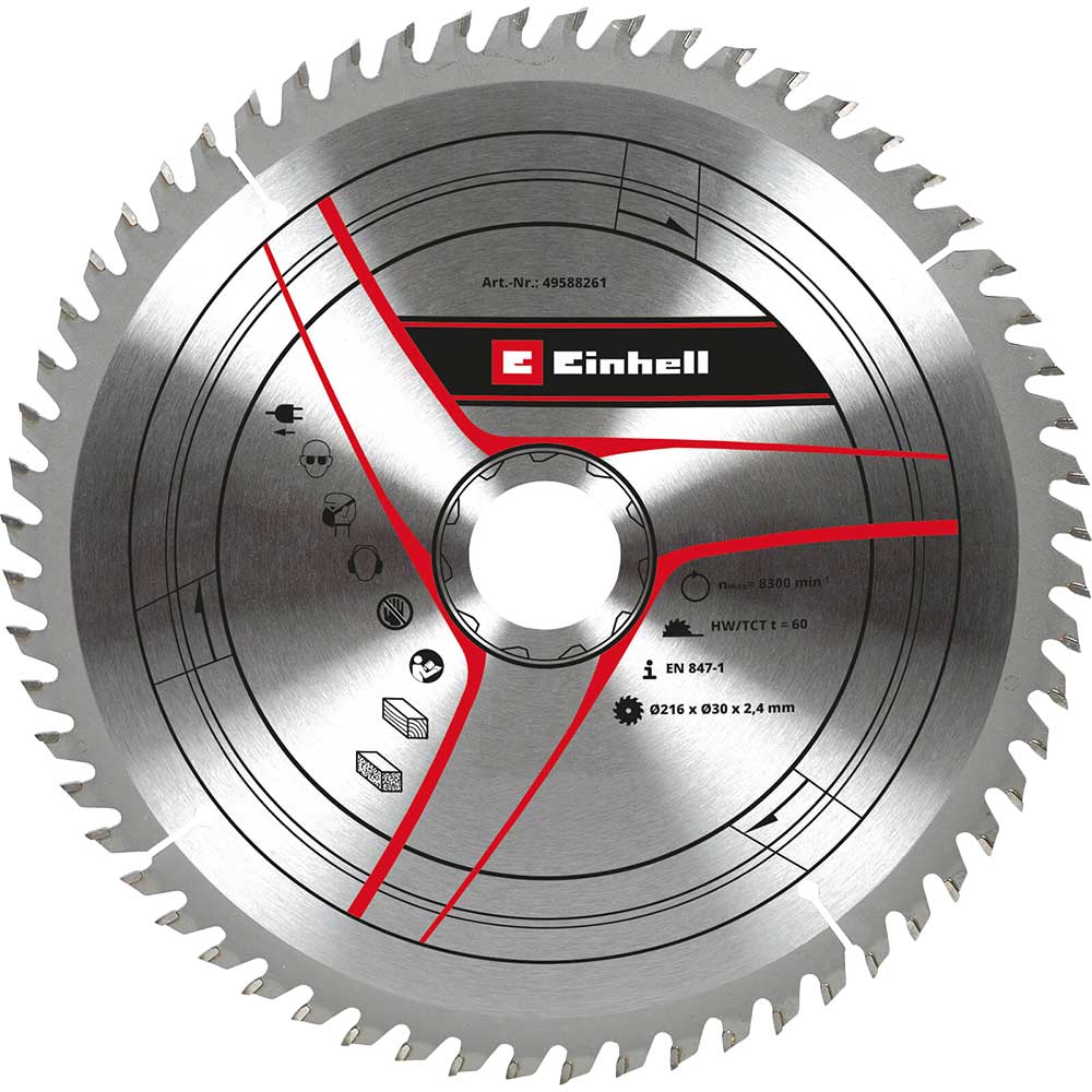 Image of Einhell TCT Mitre Saw Blade 216mm 60T 30mm