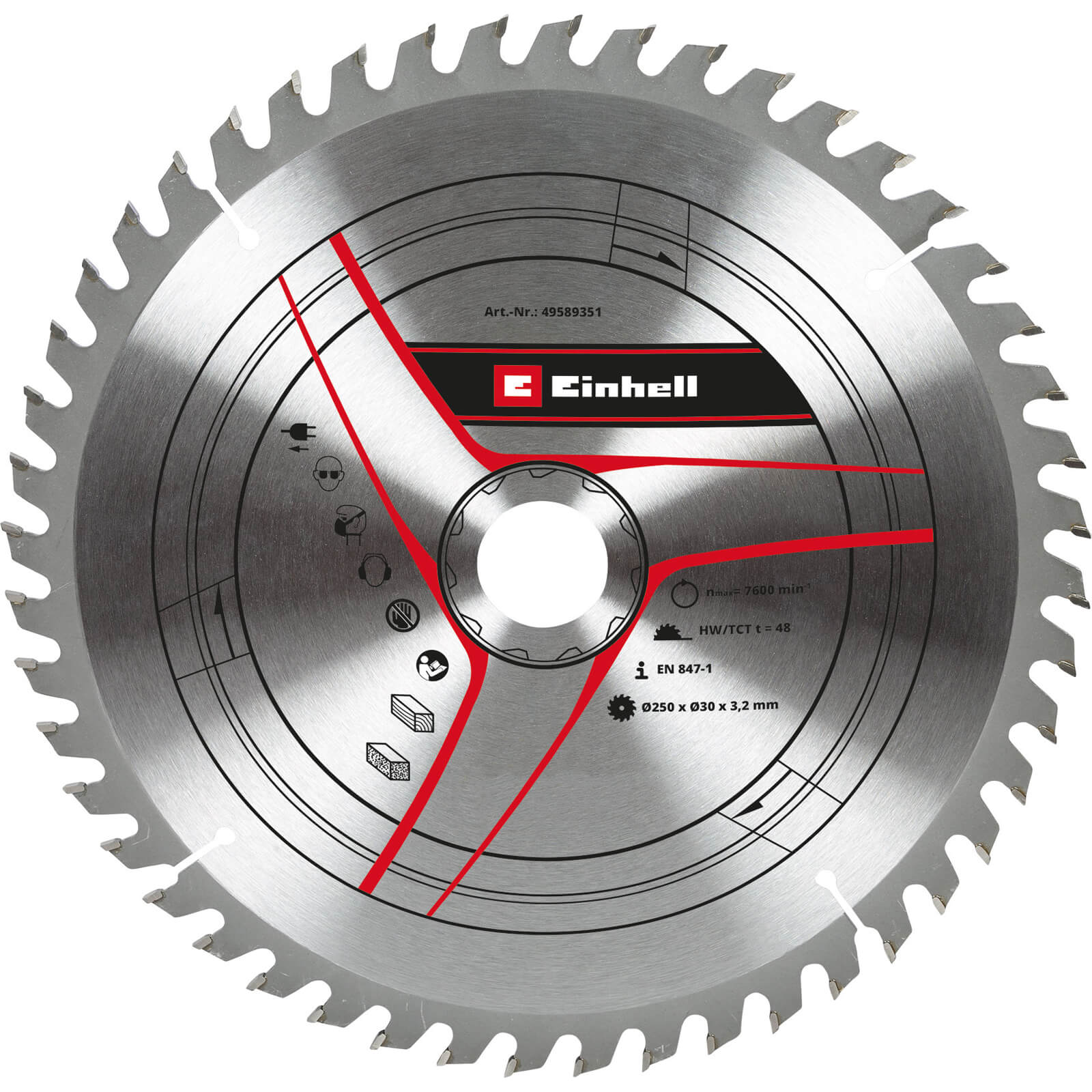 Image of Einhell TCT Circular Saw Blade 250mm 48T 30mm