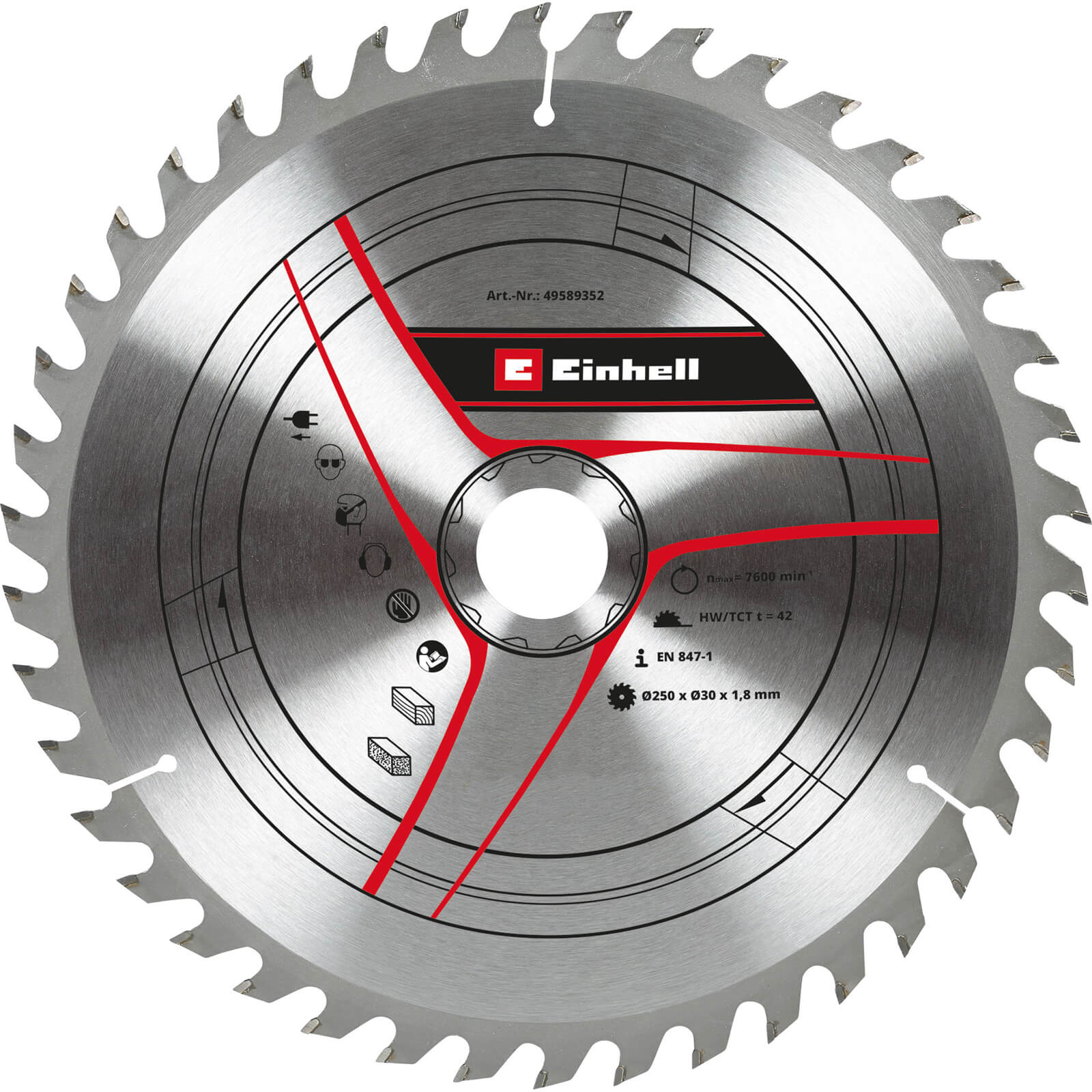 Image of Einhell Thin Kerf TCT Circular Saw Blade 250mm 42T 30mm