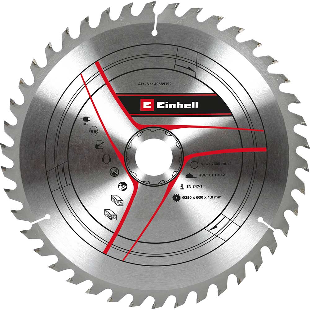 Einhell Thin Kerf TCT Circular Saw Blade 250mm 42T 30mm