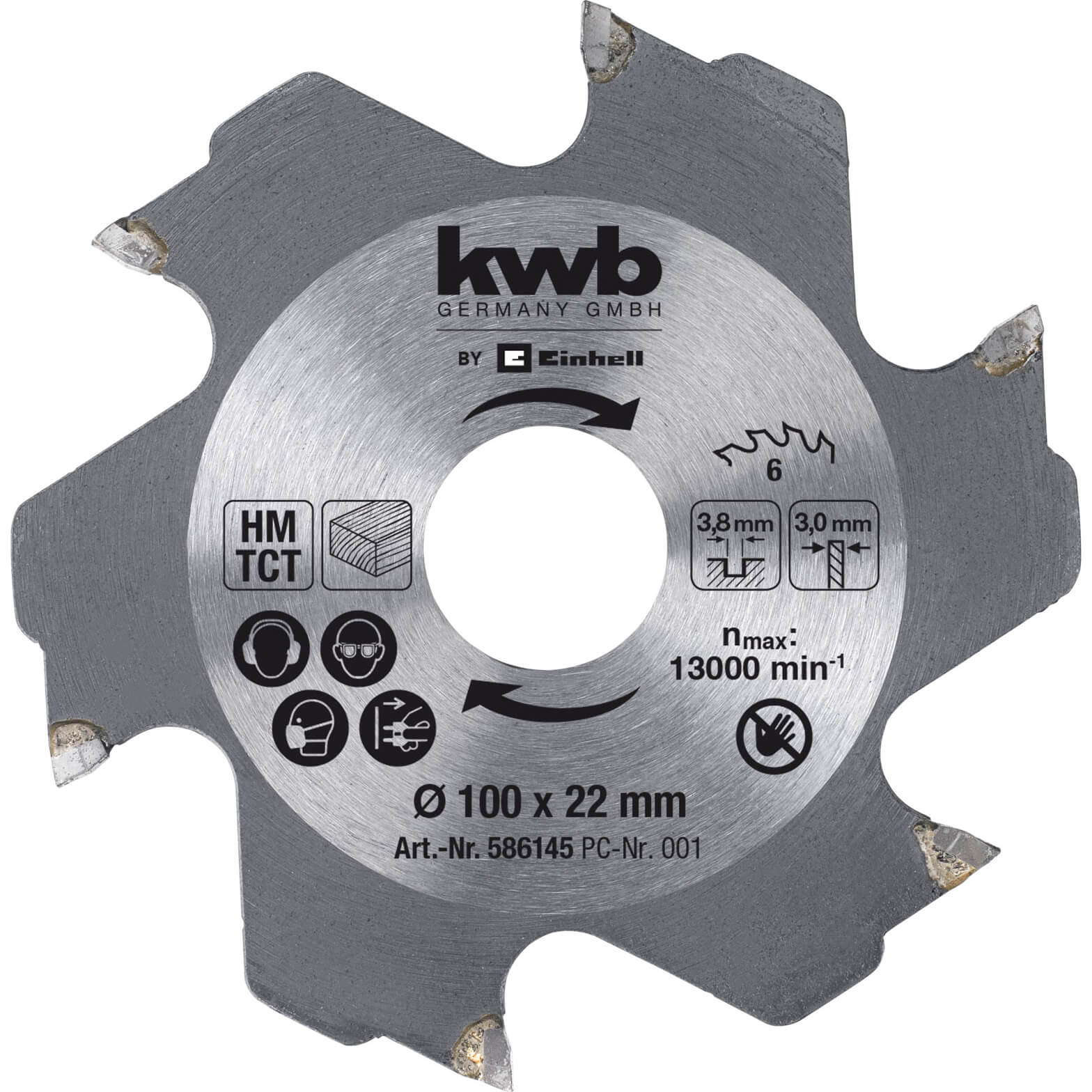Image of Einhell TCT Biscuit Jointer Saw Blade 100mm 6T 22mm