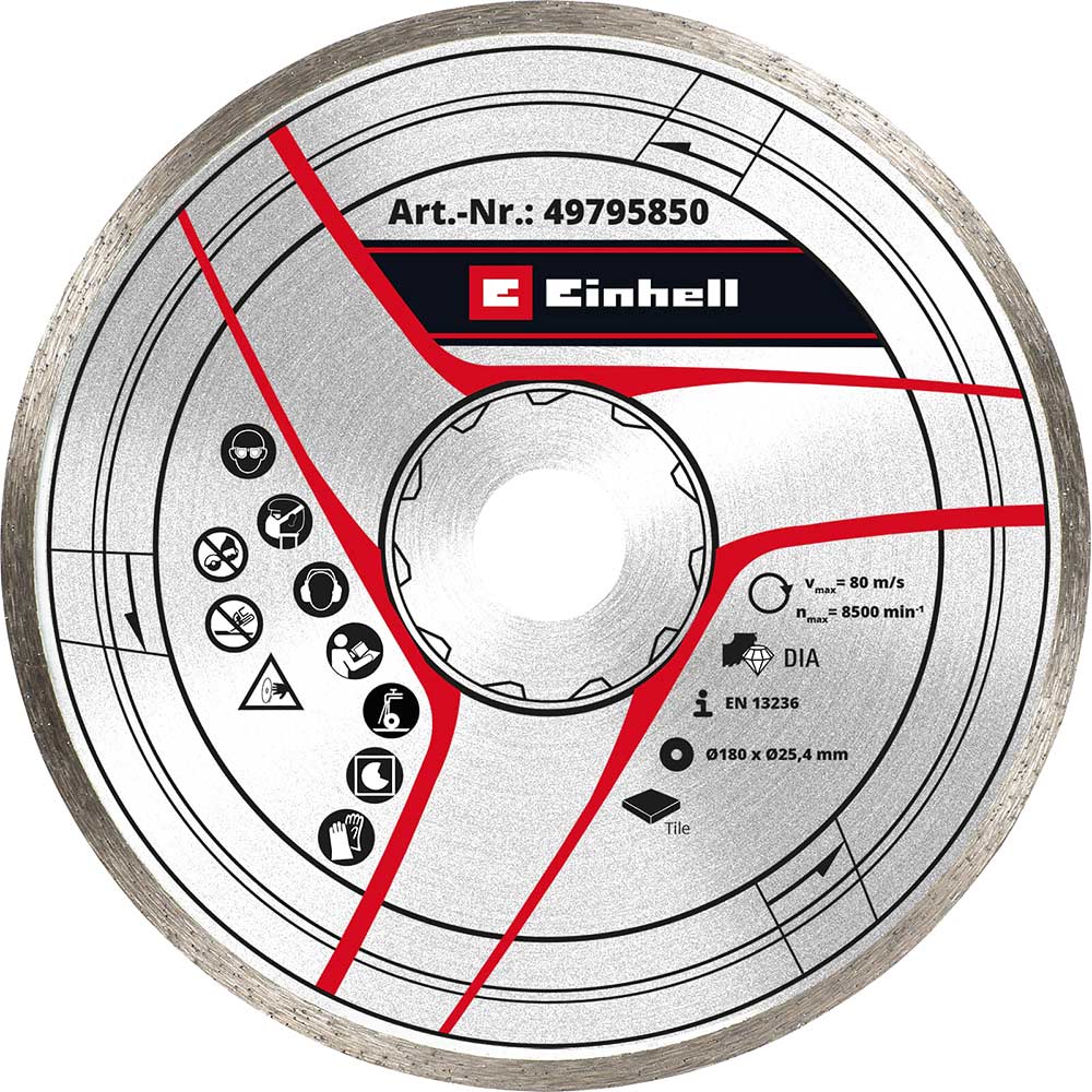 Image of Einhell Tile Saw Diamond Blade 180mm 6mm 25.4mm