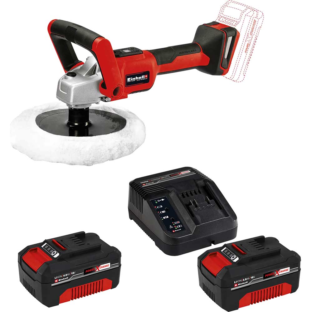 Image of Einhell CE-CP 18/180 Li 18v Cordless Polisher and Sander 180mm 2 x 4ah Li-ion Charger No Case