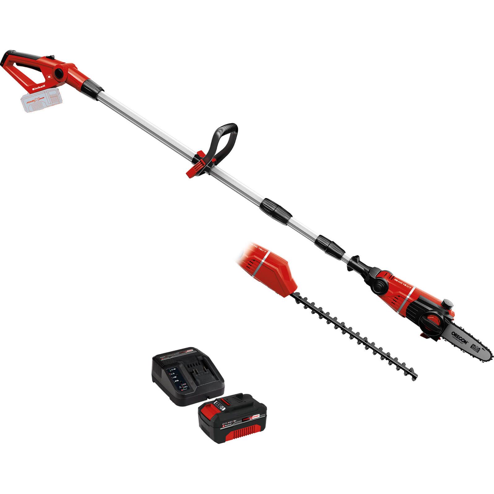 Einhell GE-HC 18 Li T 18v Cordless Telescopic Pole Pruner and Hedge Trimmer 1 x 4ah Li-ion Charger