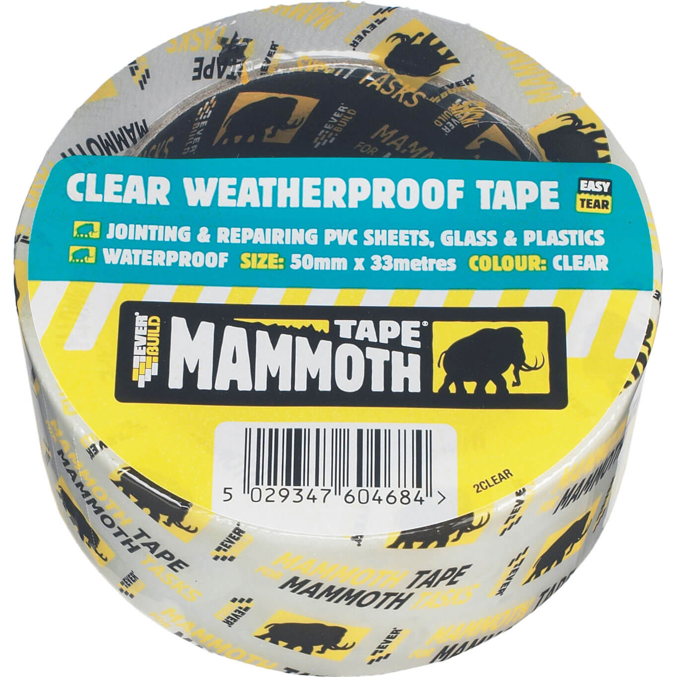 Image of Everbuild Mammoth Weatherproof Clear Tape Clear 50mm 10m