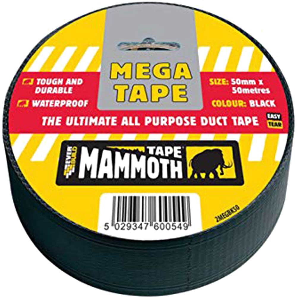 Mega Mammoth All Purpose Duct Tape Black 50mm 50m