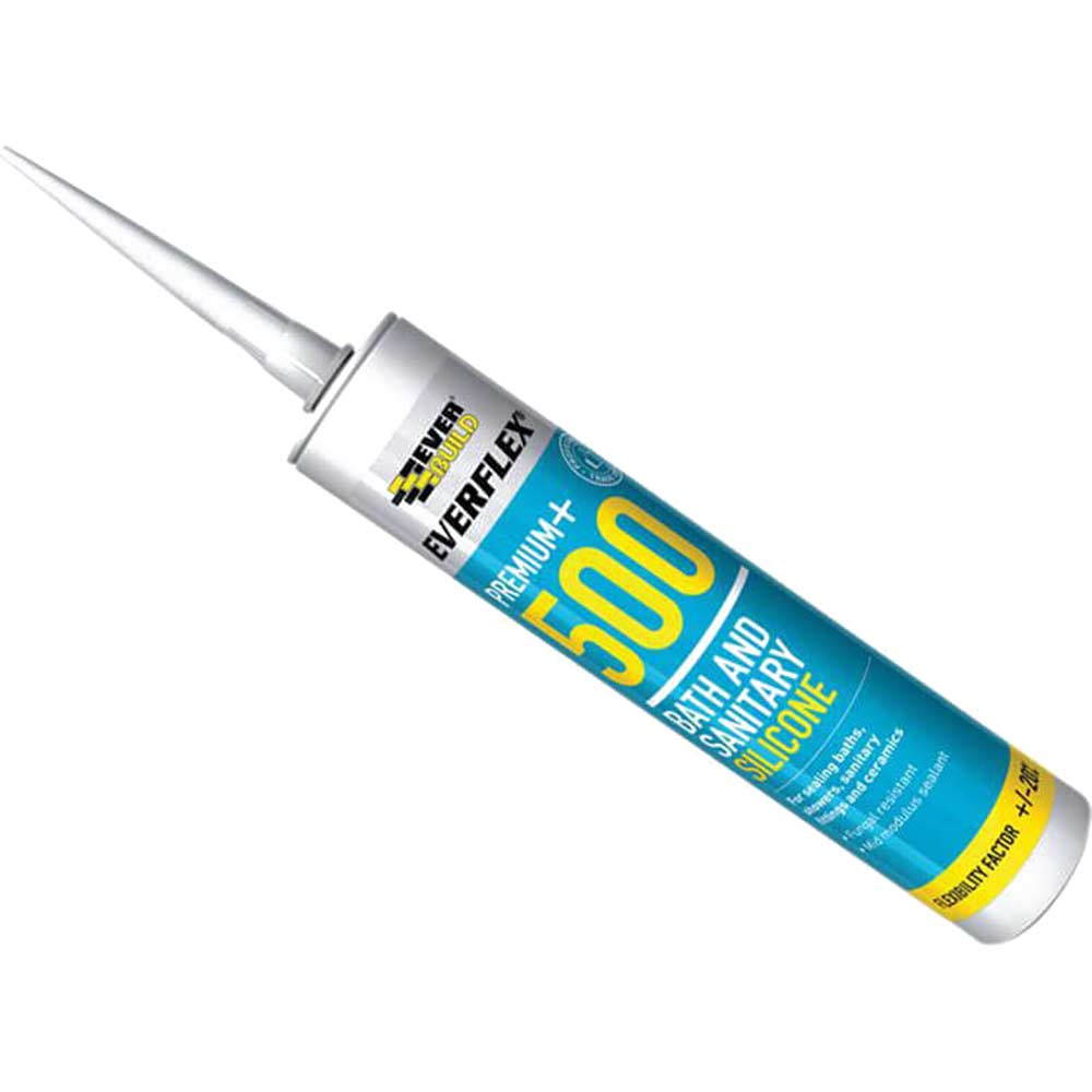 Image of Everbuild 500 Bath and Sanitary Silicone Sealant Clear 310ml