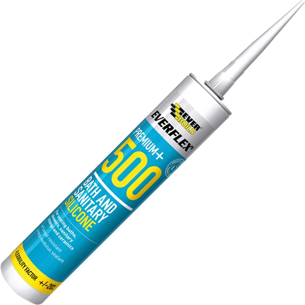 Image of Everbuild 500 Bath and Sanitary Silicone Sealant White 310ml