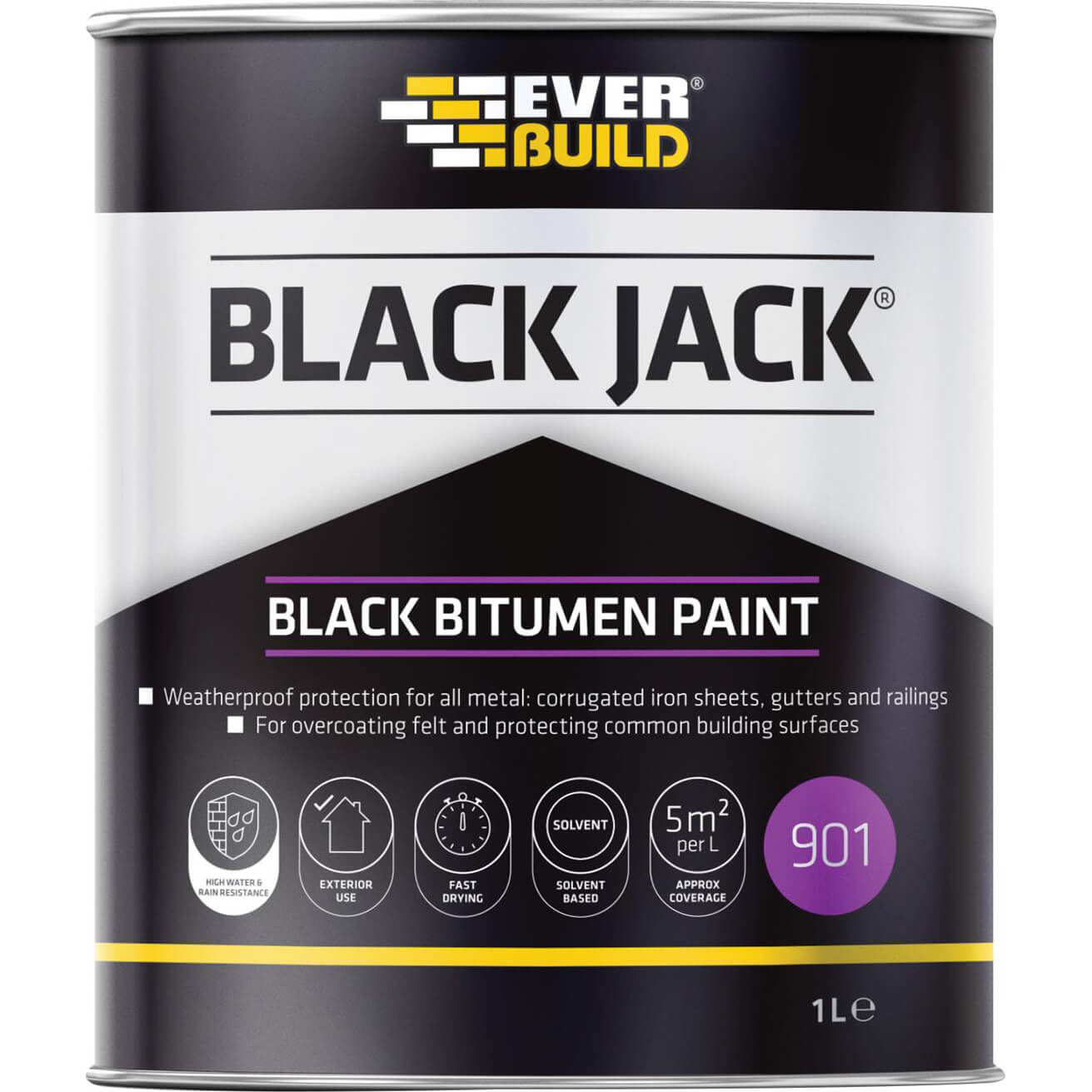 Image of Everbuild Bitumen Paint Black 1l