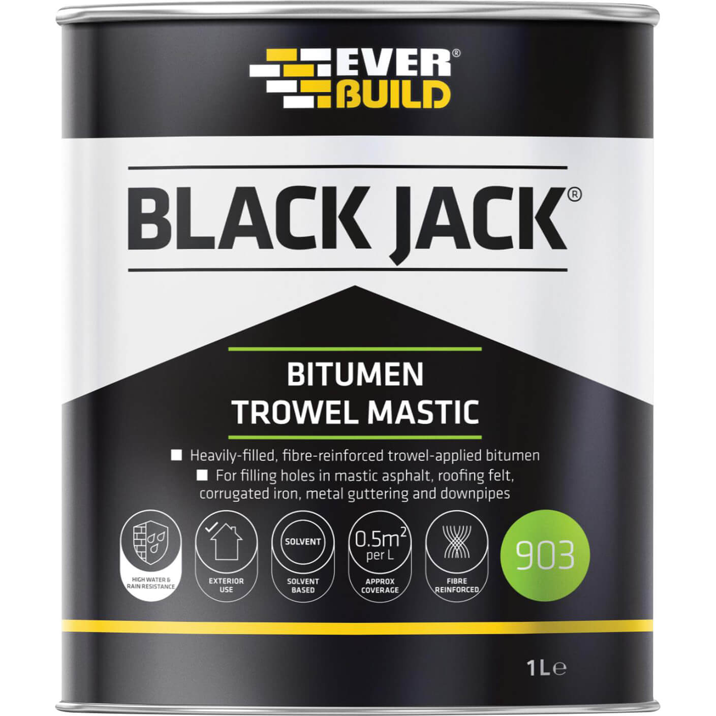 Image of Everbuild Black Jack 903 Bitumen Trowel Mastic 1l