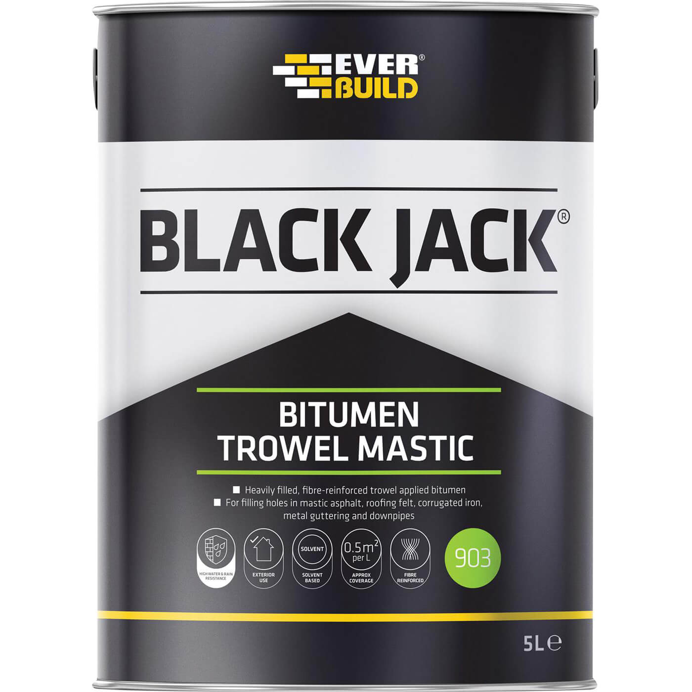 Image of Everbuild Black Jack 903 Bitumen Trowel Mastic 5l