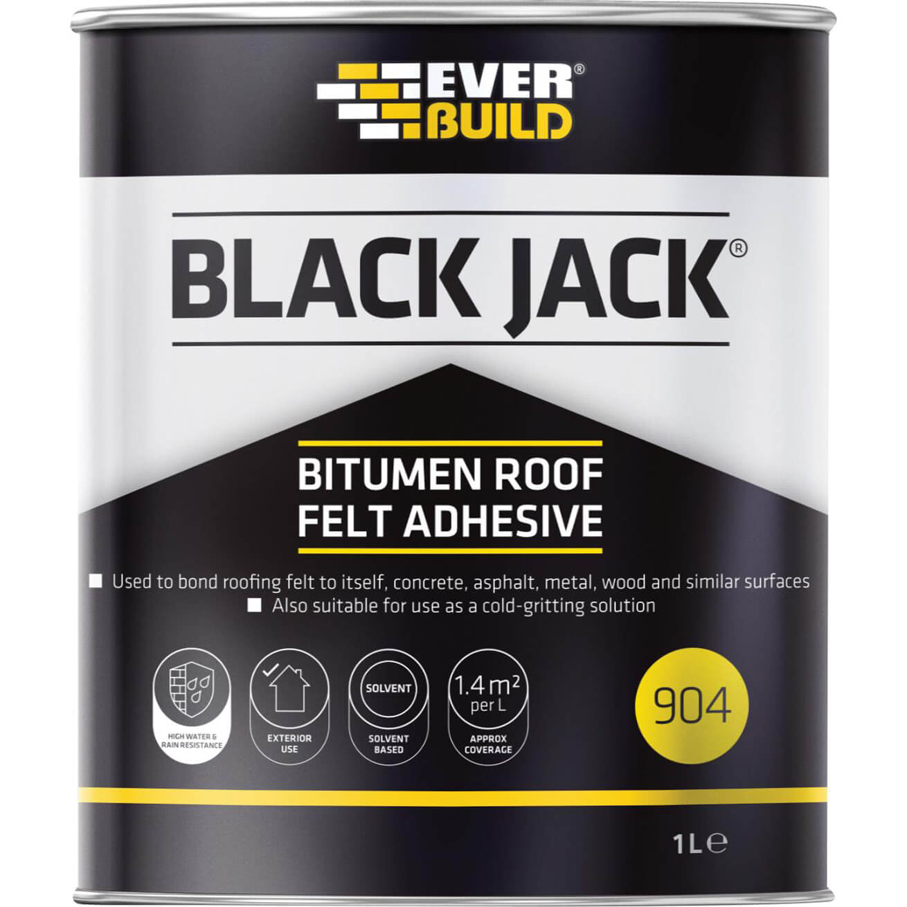 Image of Everbuild Black Jack 904 Bitumen Roofing Felt Adhesive 1l