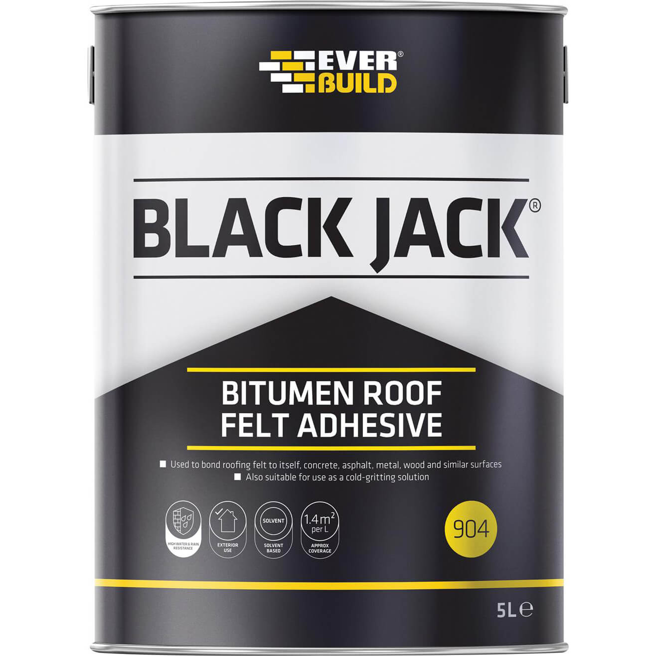 Image of Everbuild Black Jack 904 Bitumen Roofing Felt Adhesive 5l