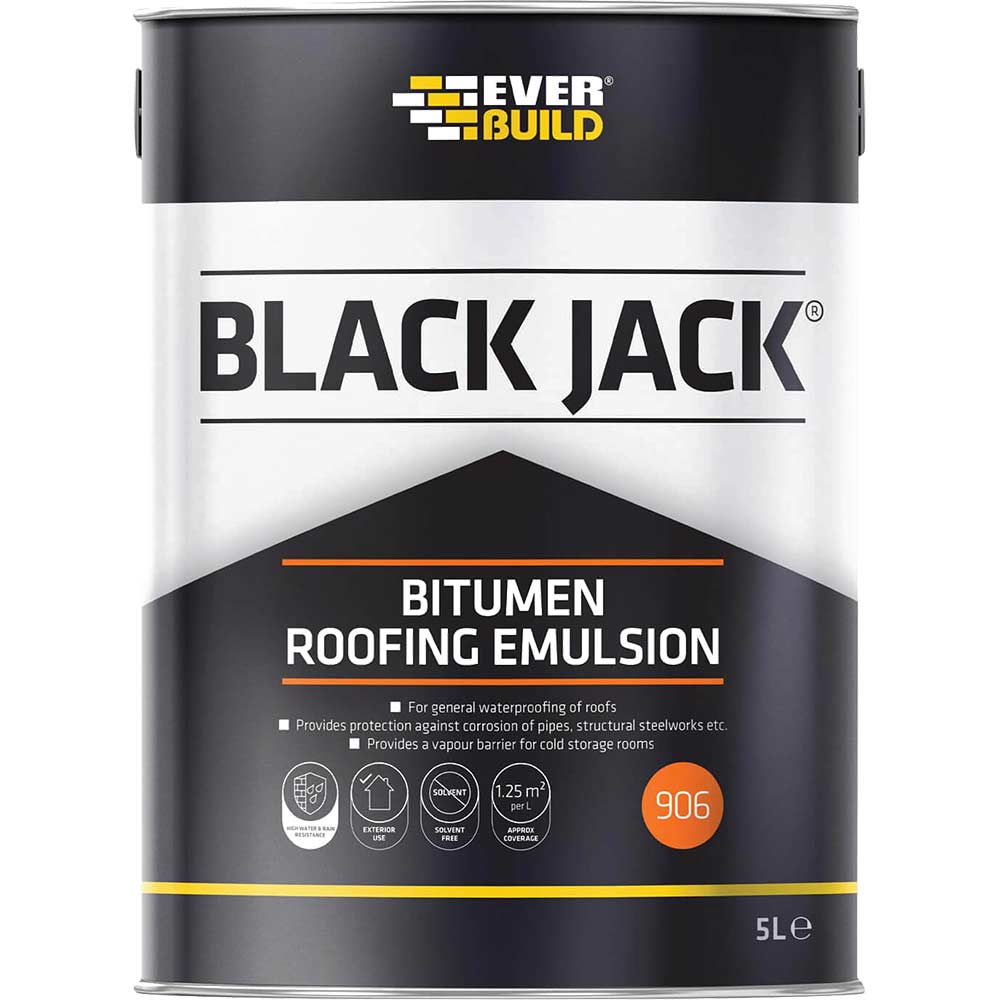 Image of Everbuild Black Jack 906 Bitumen Roofing Emulsion 5l