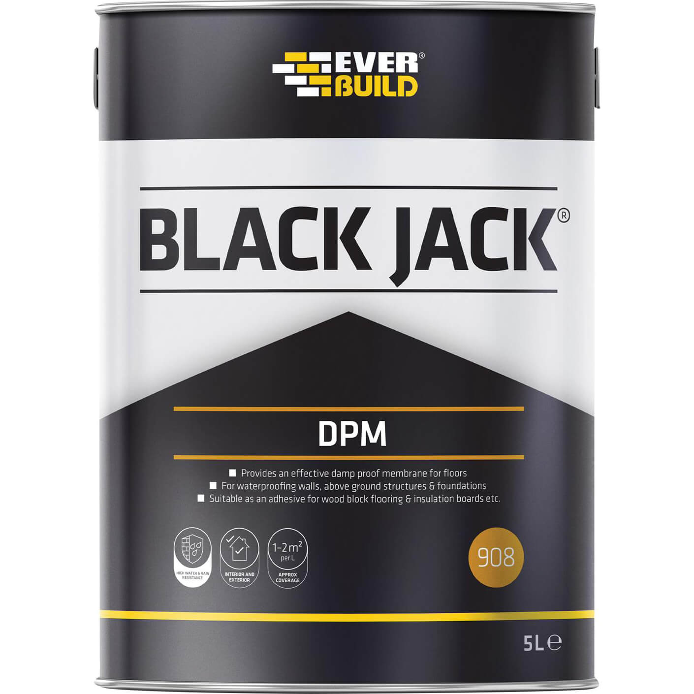 Image of Everbuild Black Jack 908 DPM Damp Proof Membrane 5l