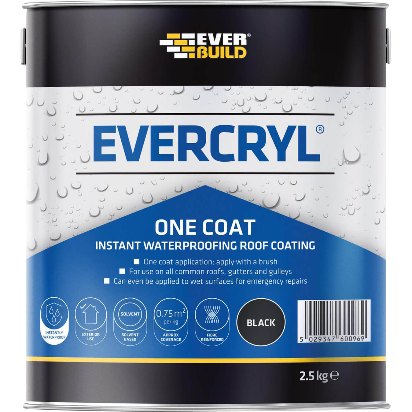 Image of Everbuild Evercryl One Coat Black 2.5kg