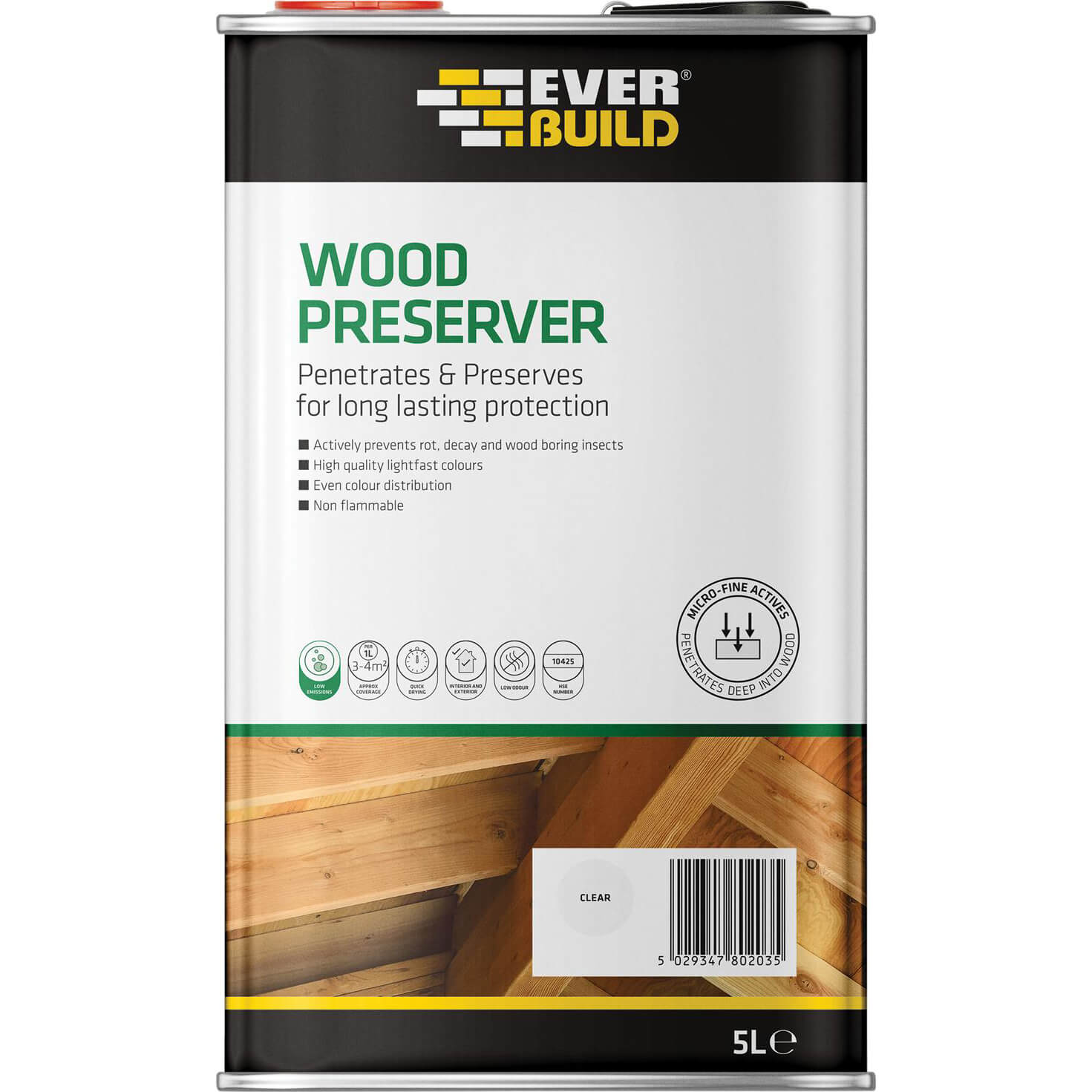 Image of Everbuild Lumberjack Wood Preserver Dark Oak 5l