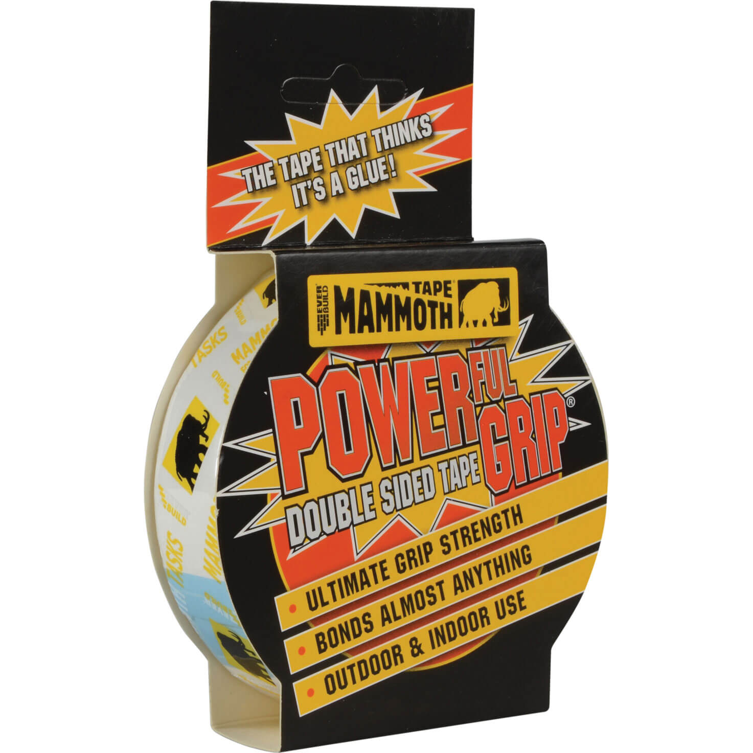 Image of Everbuild Mammoth Powergrip Indoor and Outdoor Double Sided Tape Clear 12mm 2.5m