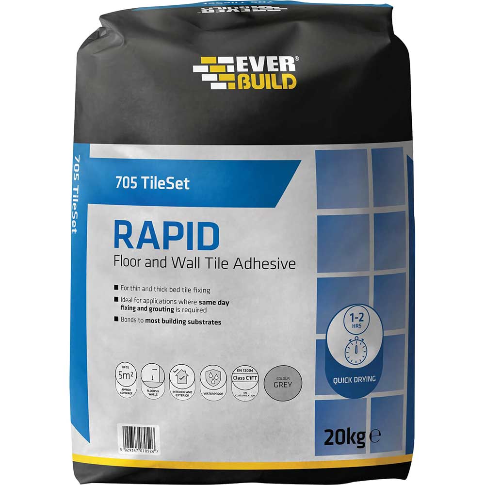 Image of Everbuild Rapid Set Tile Mortar 20kg