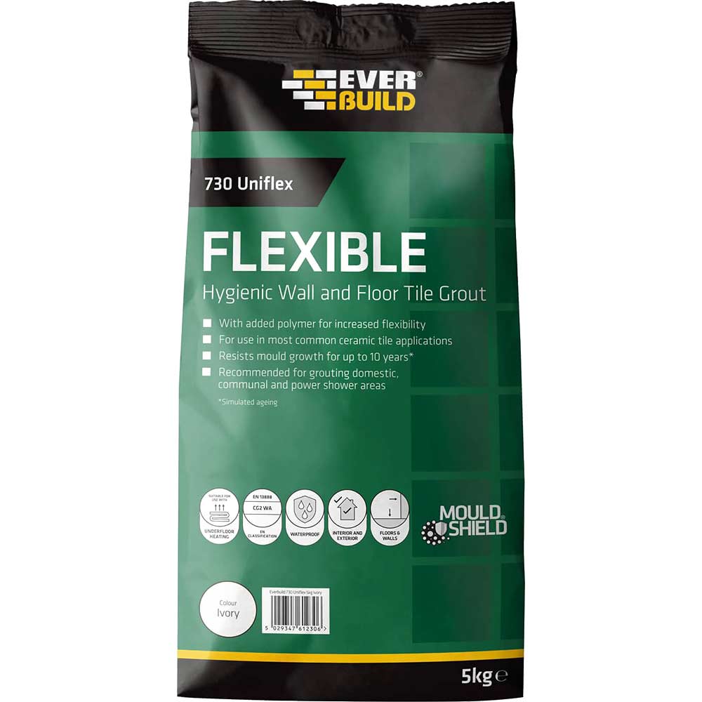 Photos - Sealant / Adhesive Everbuild Universal Flexible Tile Grout Ivory 5kg EVBUFLEX5IV 