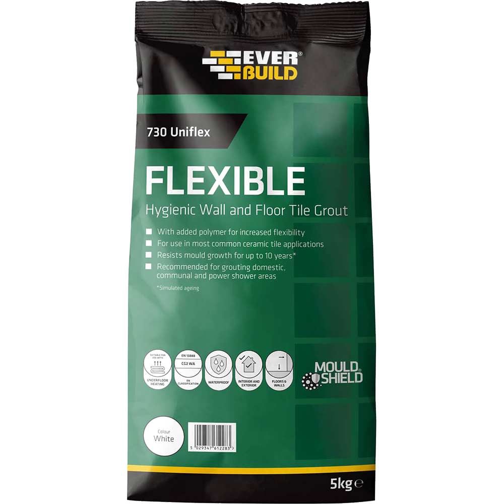 Photos - Sealant / Adhesive Everbuild Universal Flexible Tile Grout White 5kg EVBUFLEX5WE 