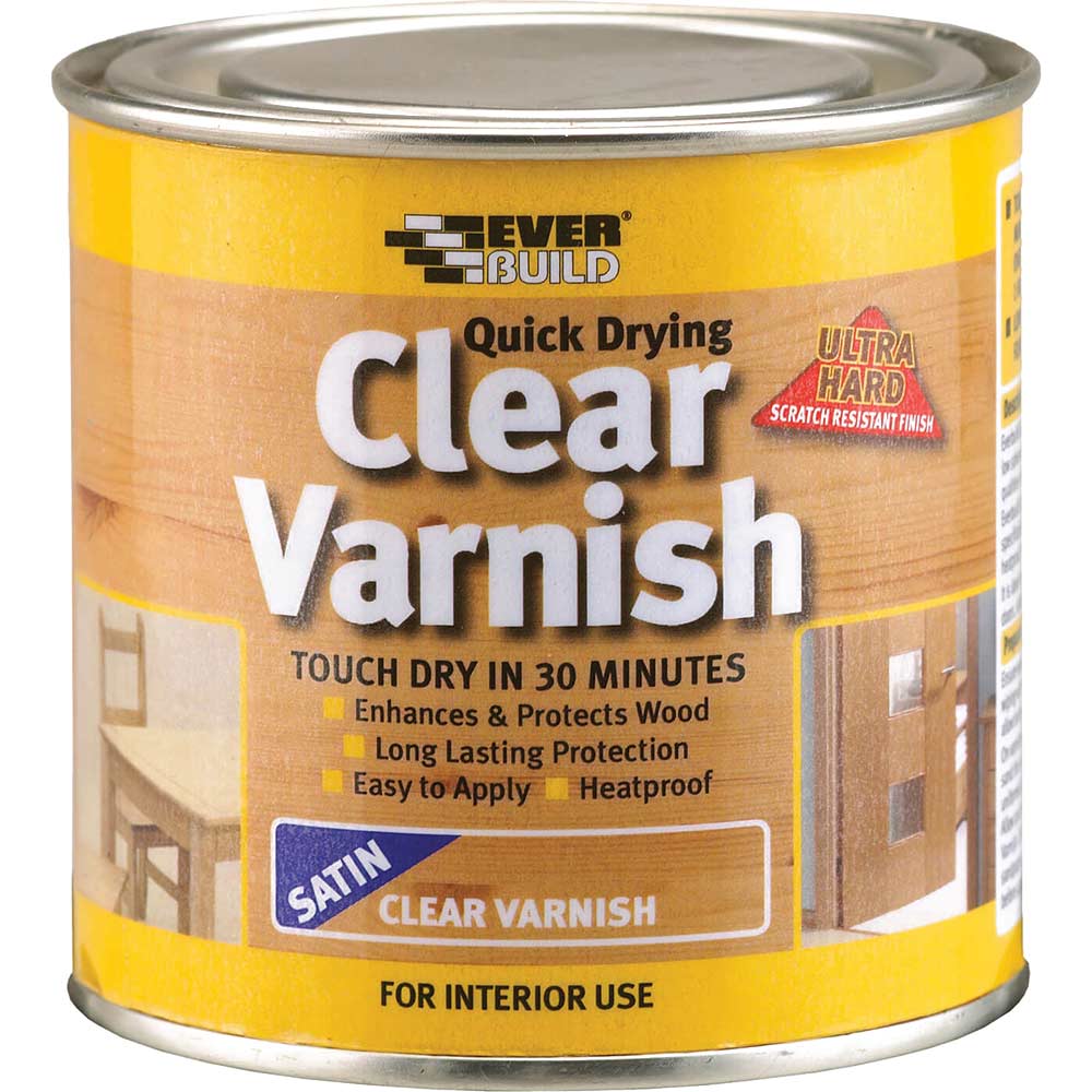 Image of Everbuild Quick Drying Wood Varnish Clear Satin 250ml