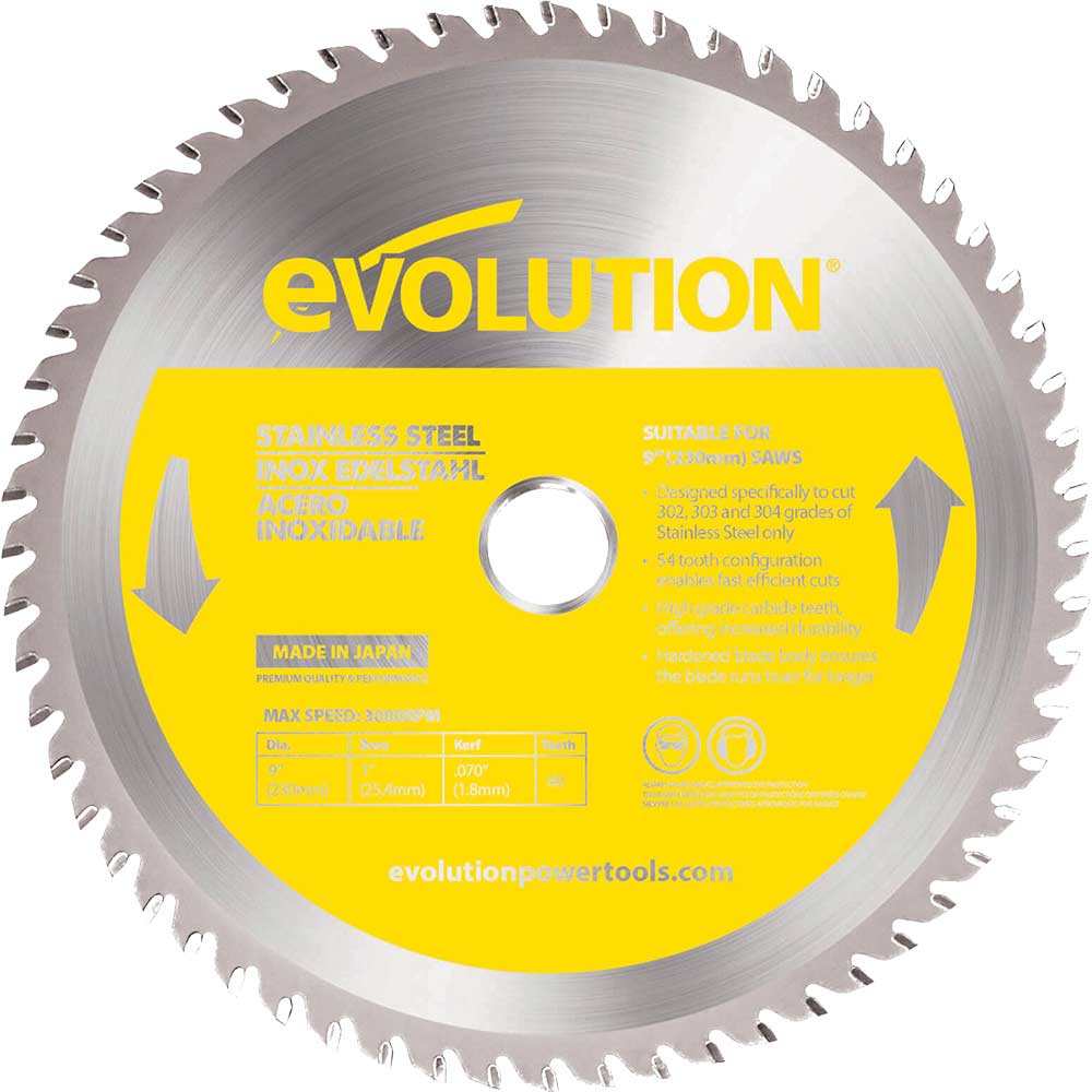 Image of Evolution Stainless Steel Cutting Saw Blade 230mm 60T 25.4mm