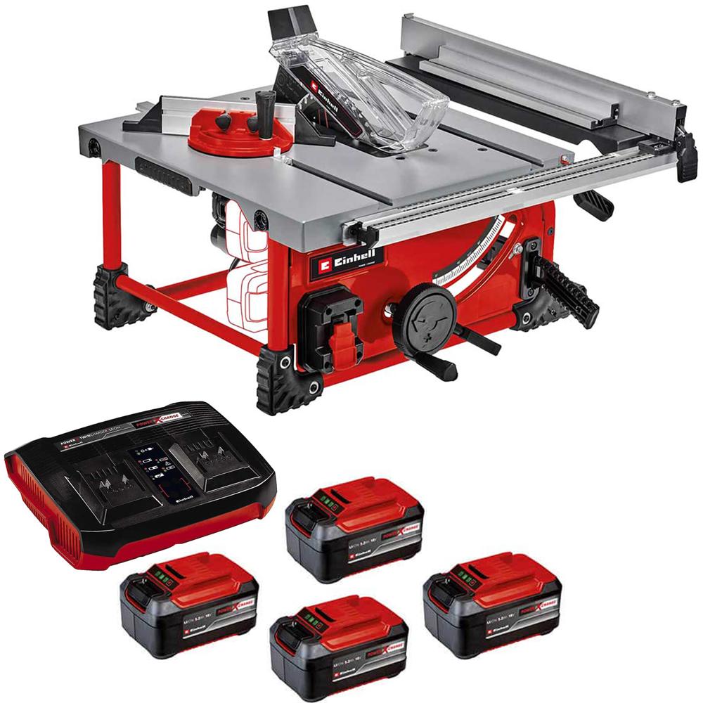 Einhell TE-TS 36/210 Li 36v Cordless Table Saw 210mm 4 x 5.2ah Plus Li-ion Twin or Dual Battery Charger No Case