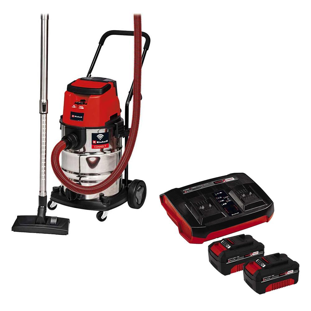 Einhell TP-VC 36/30 S Auto 36v Cordless Wet and Dry Vacuum Cleaner 30L 2 x 4ah Li-ion Twin or Dual Battery Charger