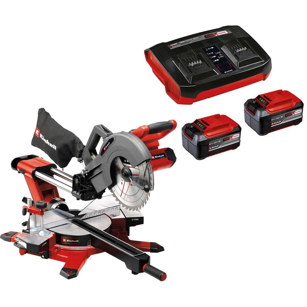 Einhell TE-SM 36/10 L Li 36v Cordless Sliding Compound Mitre Saw 254mm 2 x 5.2ah Li-ion Twin or Dual Battery Charger No Case