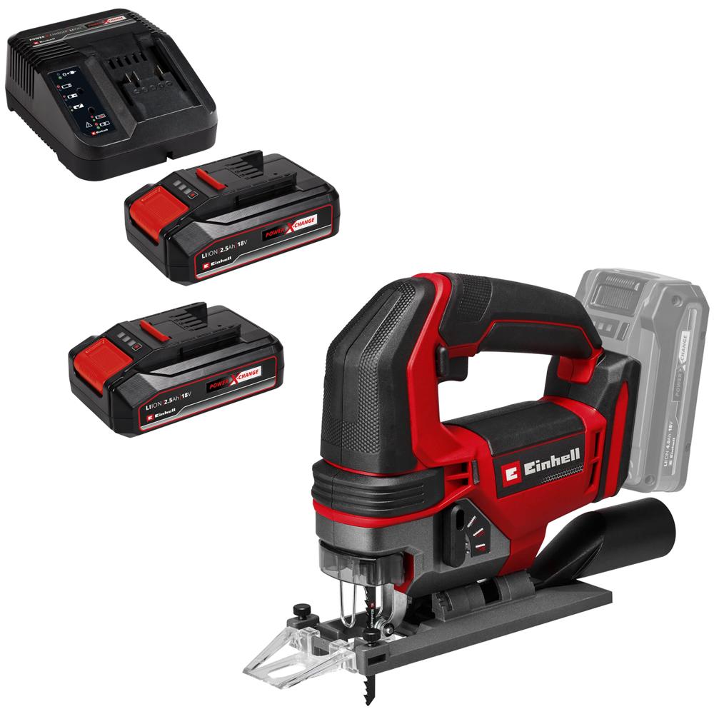 View Einhell Te-js 18/100 Li 18v Cordless Jigsaw 2 X 2.5ah Li-ion Charger No Case