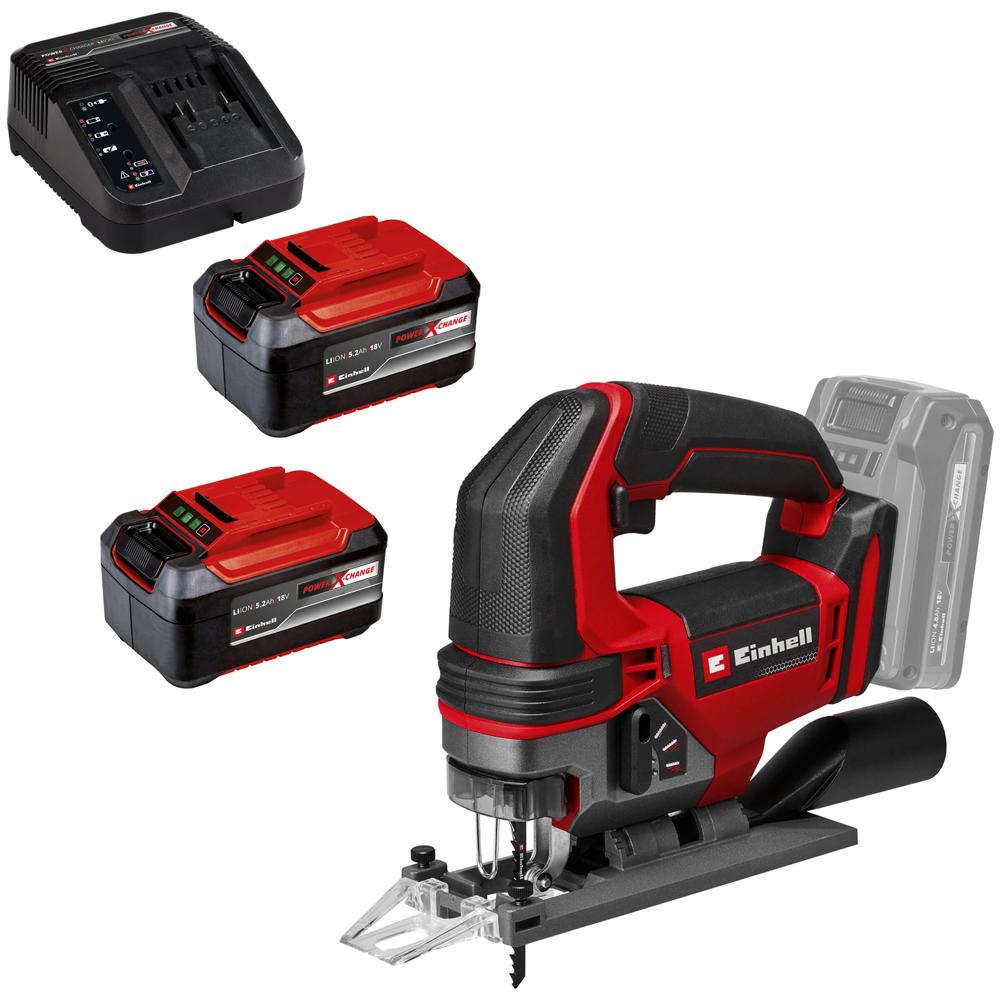 View Einhell Te-js 18/100 Li 18v Cordless Jigsaw 2 X 5.2ah Plus Li-ion Charger No Case